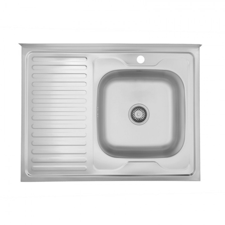 Кухонна мийка накладна KRONER 60*80 см Сатин (права/ліва)(0.6 мм)