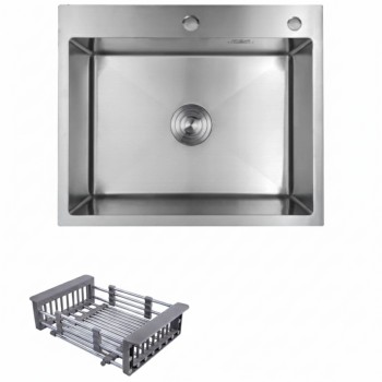 Кухонна мийка KRONER 60*50 см Нержавіюча сталь (3.0/1.0) + корзина