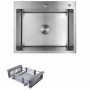 Кухонна мийка KRONER 60*50 см Нержавіюча сталь (3.0/1.0) + корзина Кухонна мийка KRONER 60*50 см Нержавіюча сталь (3.0/1.0) + корзина