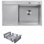 Кухонна мийка KRONER 78*49 см Нержавіюча сталь (права/ліва)(3.0/1.0) + корзина