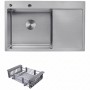 Кухонна мийка KRONER 78*49 см Нержавіюча сталь (права/ліва)(3.0/1.0) + корзина