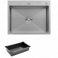 Кухонна мийка KRONER 63*50 см Нержавіюча сталь (3.0/1.0)