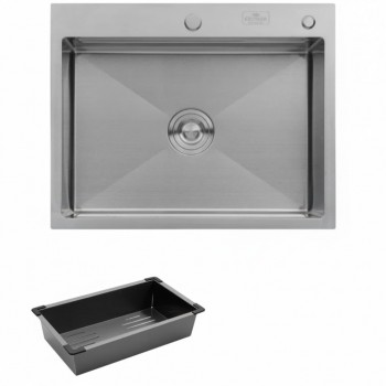 Кухонна мийка KRONER 63*50 см Нержавіюча сталь (3.0/1.0)