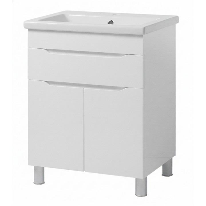 Тумбочка з умивальником Сава 65 Ручки біла вставка