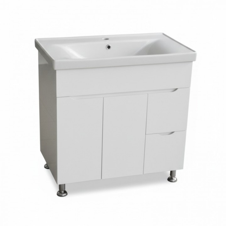 Тумбочка з умивальником Сава 80 з дверками Ручки біла вставка