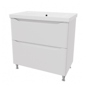 Тумбочка з умивальником Сава 80 з шухлядами Ручки біла вставка