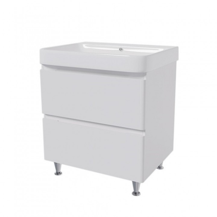 Тумбочка з умивальником Зен 60 Т-4 Ручки біла вставка